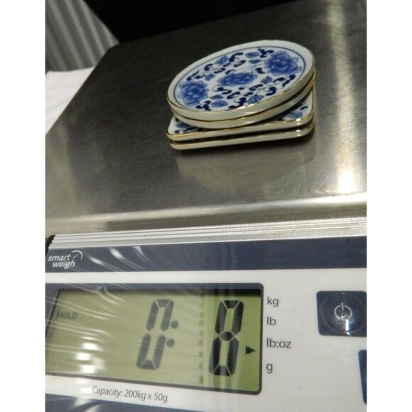 Set Of 4 Blue & White Ceramic Asian Mini Plates, Chili Oil Vinegar Butter Votive - Picture 14 of 14